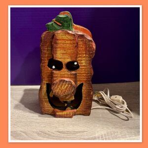 Wooden Handmade Halloween Pumpkin Light